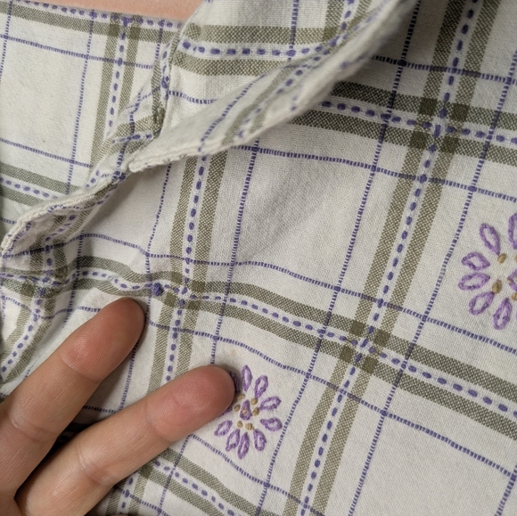 22W/24W Vintage 90s Plaid Embroidered Button-Up Shirt Boho Western Cottagecore - Picture 8 of 11